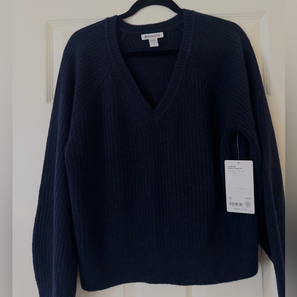 Athleta Navy V-Neck Sweater